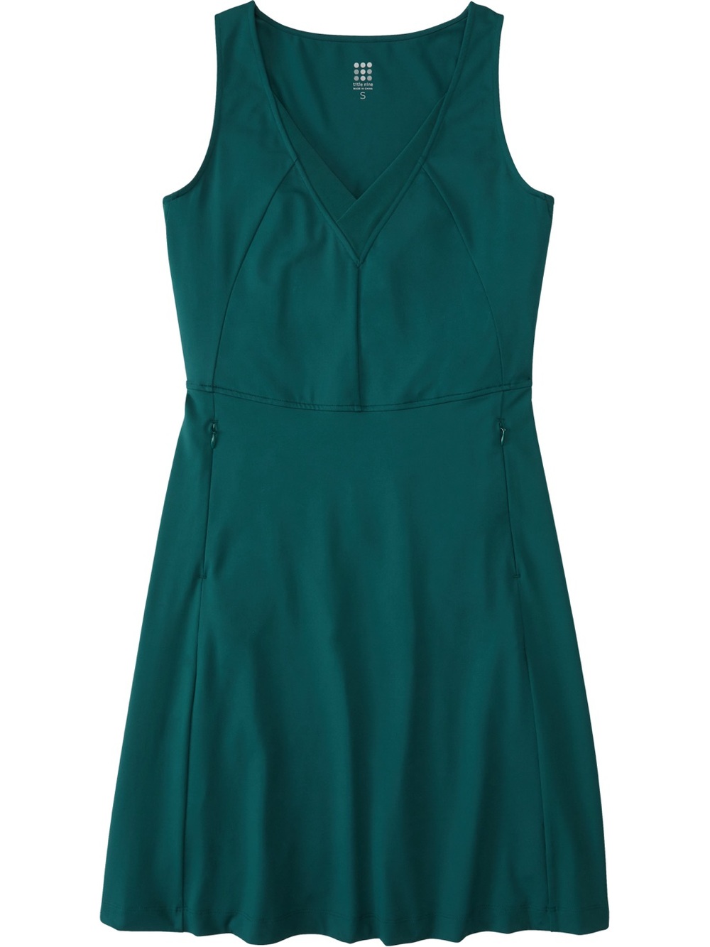 Title Nine Freelance Dress Teal Green XS Tank Stretch Travel Athletic Pockets